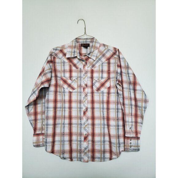 Ariat Womens XL Shirt Long Sleeve Button Front Multicolor Plaid Western Metallic - Picture 1 of 6